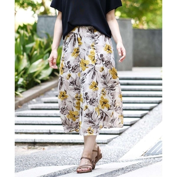 エウルキューブ（eur3）/【大きいサイズ】フラワーフレアスカート