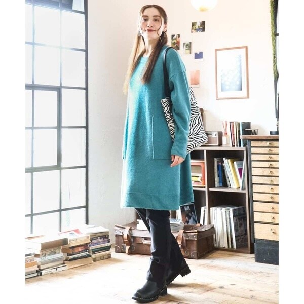 エウルキューブ（eur3）/【大きいサイズ/LAVEANGE×eur3】アンゴラタッチニットチュニックワンピース_2