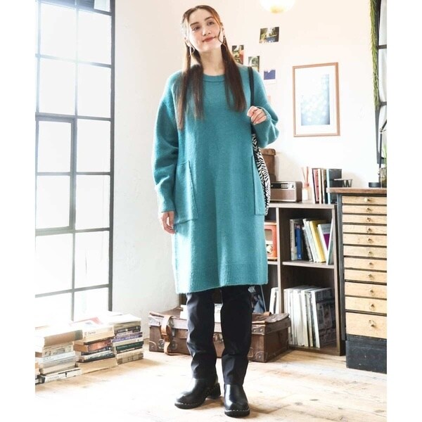 エウルキューブ（eur3）/【大きいサイズ/LAVEANGE×eur3】アンゴラタッチニットチュニックワンピース_3