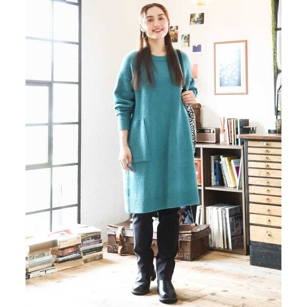 エウルキューブ（eur3）/【大きいサイズ/LAVEANGE×eur3】アンゴラタッチニットチュニックワンピース_4