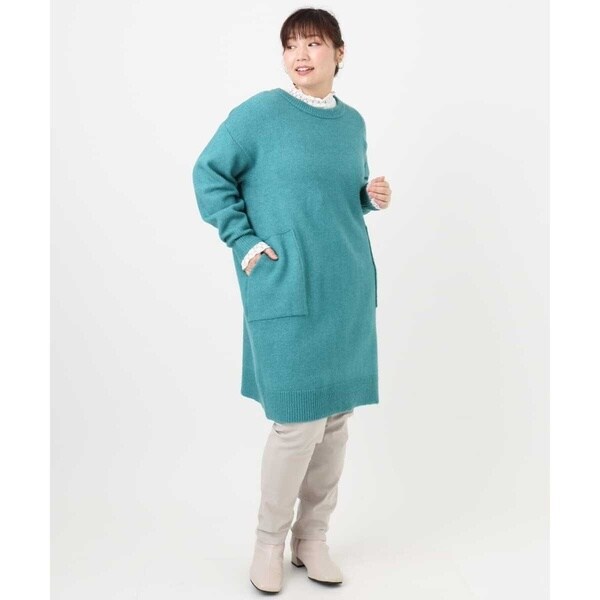 エウルキューブ（eur3）/【大きいサイズ/LAVEANGE×eur3】アンゴラタッチニットチュニックワンピース_15