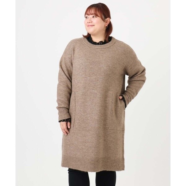 エウルキューブ（eur3）/【大きいサイズ/LAVEANGE×eur3】アンゴラタッチニットチュニックワンピース_19