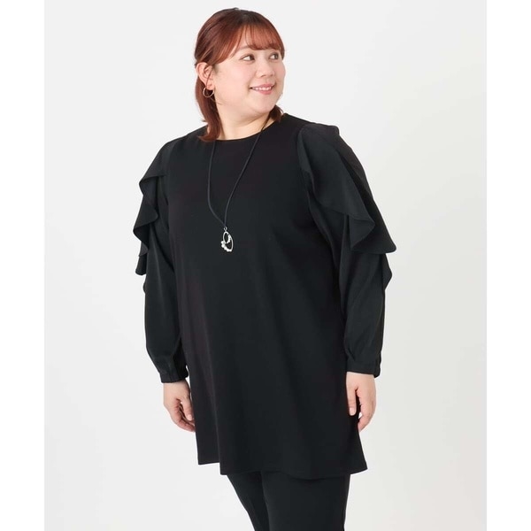 エウルキューブ（eur3）/【大きいサイズ】ラッフルスリーブチュニック NEW】エウルキューブ（eur3）/【大きいサイズ】ラッフルスリーブ