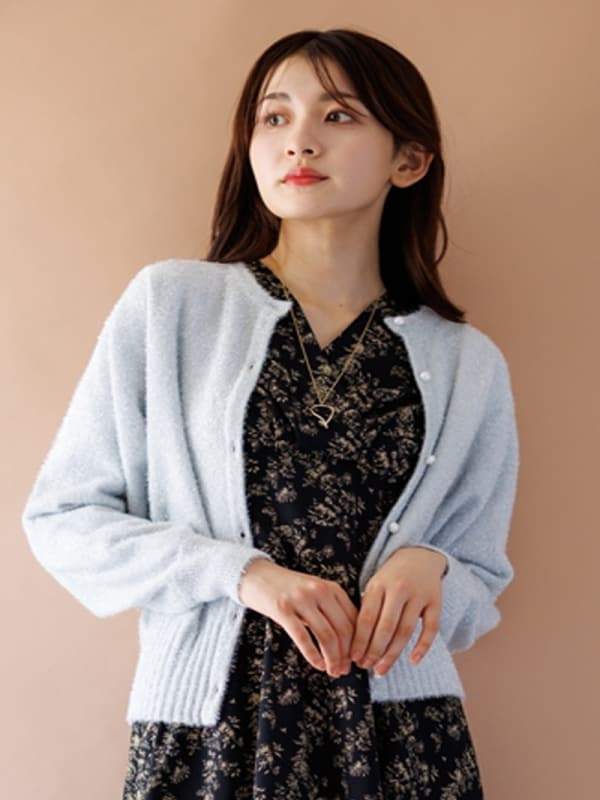 カールパークレーン（Karl Park Lane）/ラメミンクライクファー 丸首ドルマンカーディガン