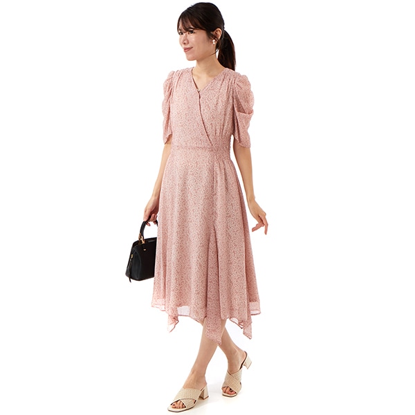 カールパークレーン（Karl Park Lane）/葉柄シフォンボリューム袖ワンピース