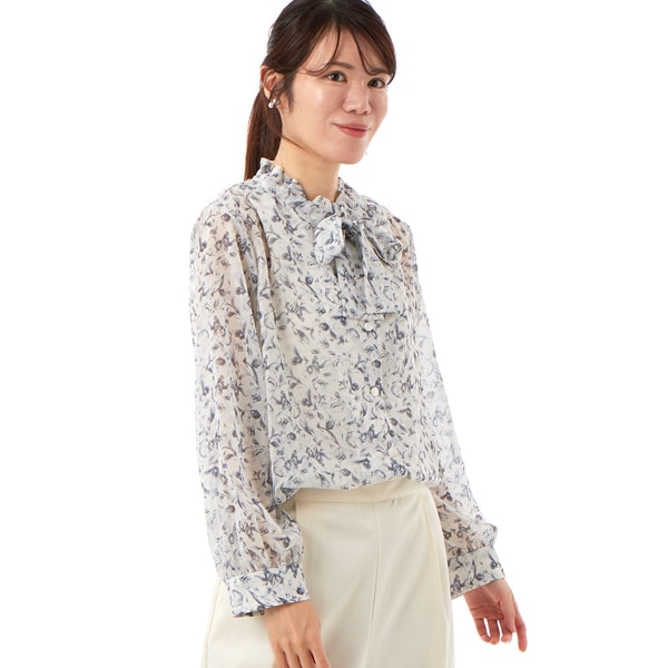 カールパークレーン（Karl Park Lane）/楊柳プリント ボウタイブラウス