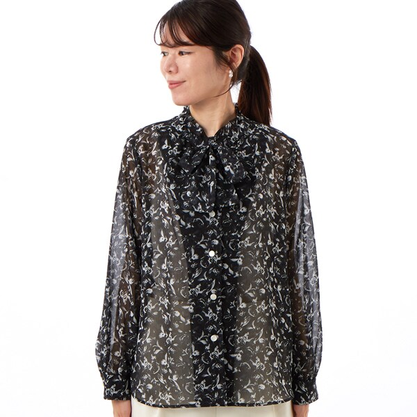 カールパークレーン（Karl Park Lane）/楊柳プリント ボウタイブラウス