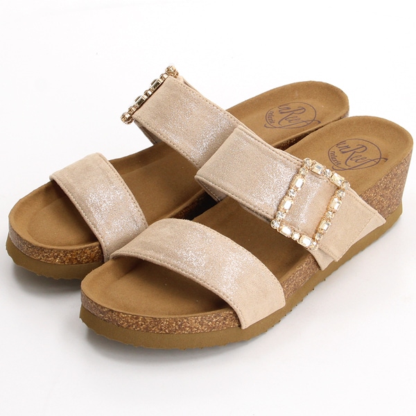 アンリーフ（unReef）/ビジューバックルモチーフミュールサンダルの通販は