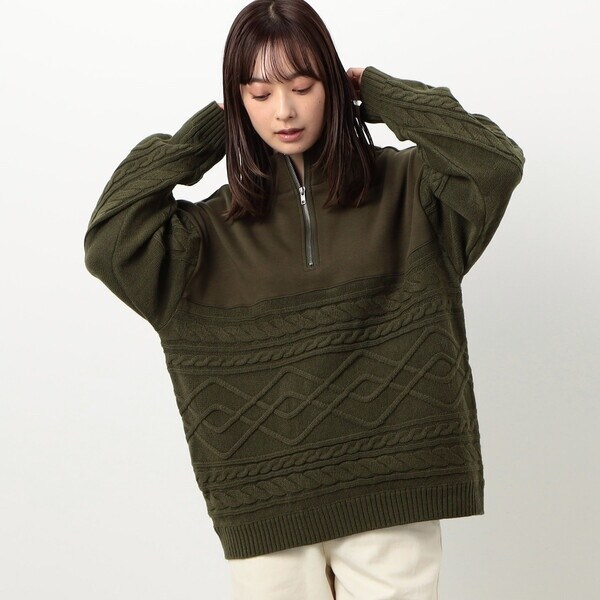 パープル＆イエロー（Purple & Yellow）/ニット×裏シャギーハーフジップ パープル＆イエロー（Purple & Yellow）/ニット＆裏シャギーハーフ