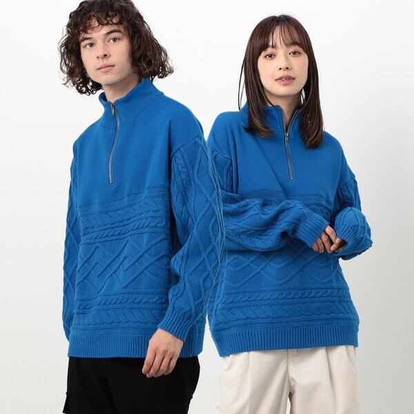 パープル＆イエロー（Purple & Yellow）/ニット×裏シャギーハーフジップ パープル＆イエロー（Purple & Yellow）/ニット＆裏シャギーハーフ