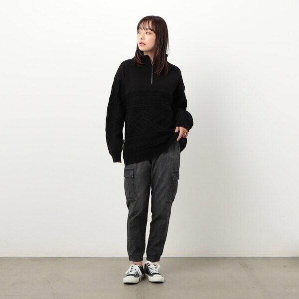 パープル＆イエロー（Purple & Yellow）/ニット＆裏シャギーハーフ