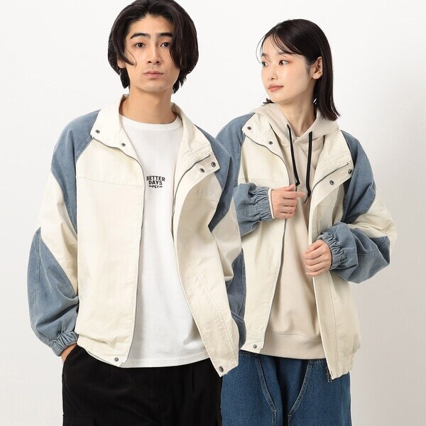 パープル＆イエロー（Purple & Yellow）/ポリエステル＆デニム切替ブルゾン