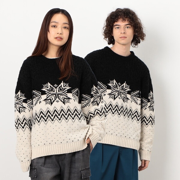 パープル＆イエロー（Purple & Yellow）/雪柄ジャカードプルオーバー