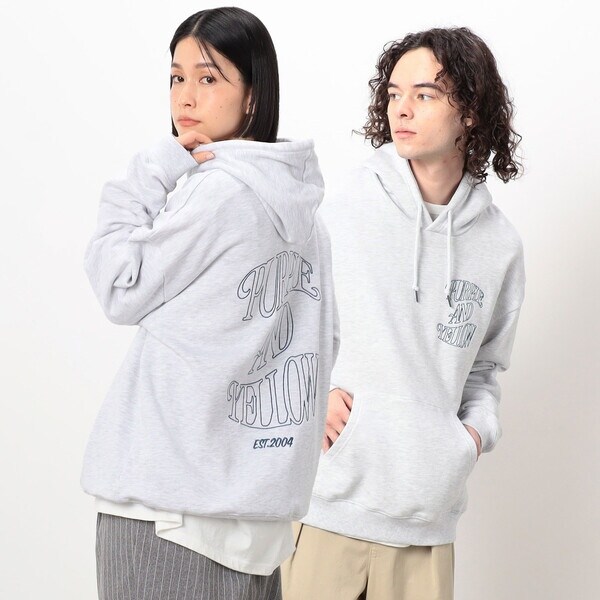 パープル＆イエロー（Purple & Yellow）/裏毛ロゴ刺繍パーカ