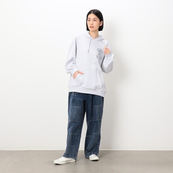 パープル＆イエロー（Purple & Yellow）/パッチワーク風デニムワイドパンツ