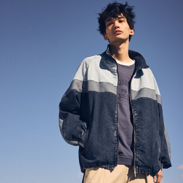 パープル＆イエロー（Purple & Yellow）/ストレッチデニム配色切替