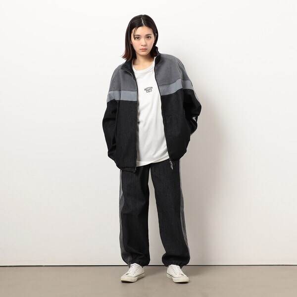 パープル＆イエロー（Purple & Yellow）/ストレッチデニム配色切替ブルゾン パープル＆イエロー（Purple & Yellow）/ストレッチデニム配色切替