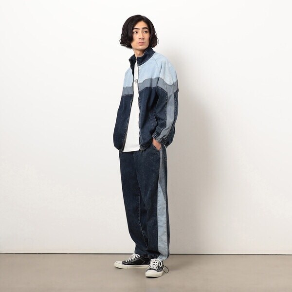 パープル＆イエロー（Purple & Yellow）/ストレッチデニム配色切替