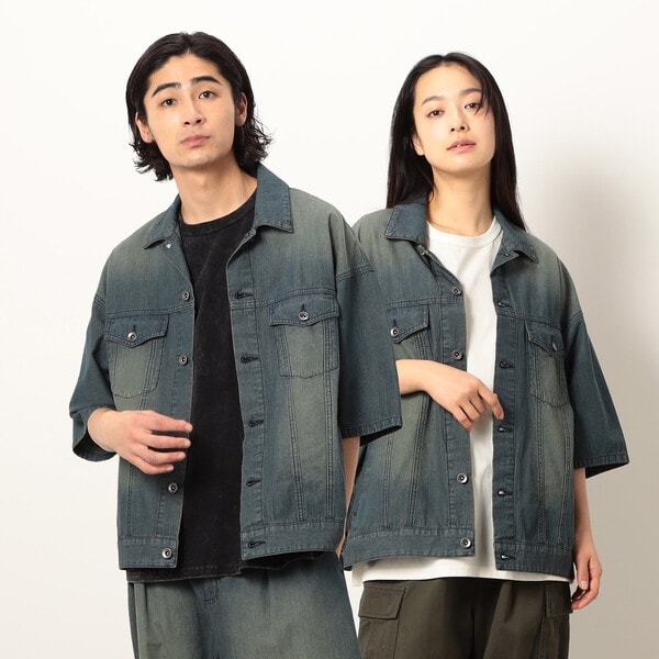 パープル＆イエロー（Purple & Yellow）/ライトオンスデニム半袖Ｇジャン