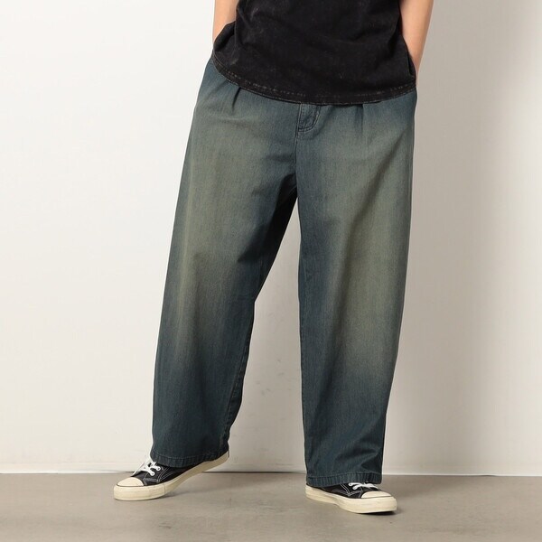 パープル＆イエロー（Purple & Yellow）/ライトオンスデニムタックワイドパンツ