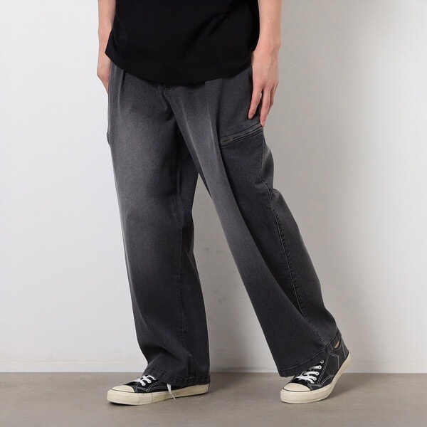 パープル＆イエロー（Purple & Yellow）/ファスナーポケットデニムパンツ