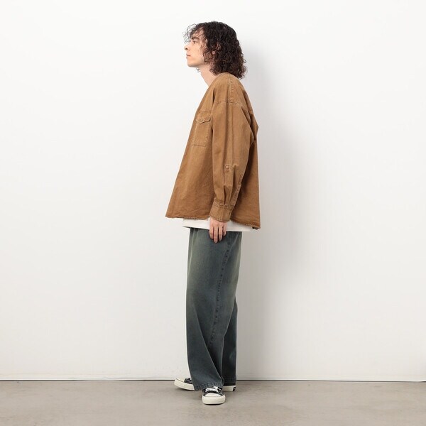 パープル＆イエロー（Purple & Yellow）/硫化ツイルブリーチクルーネック ワークシャツ パープル＆イエロー（Purple & Yellow）/硫化ツイルブリーチクルー