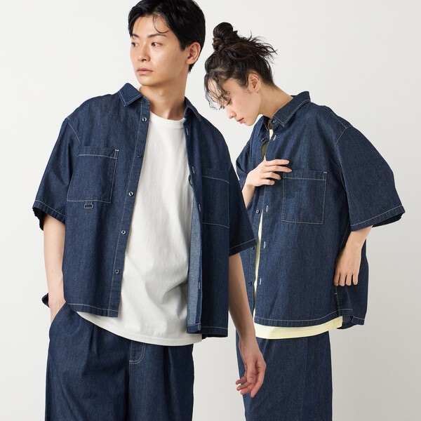 【NEW】パープル＆イエロー（Purple &amp; Yellow）/ライトオンスデニム ステッチシャツ