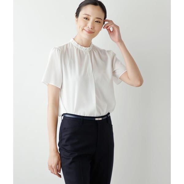 ニューヨーカー（NEWYORKER）/ミニドットデシン フリルカラー半袖プルオーバーブラウスの通販は
