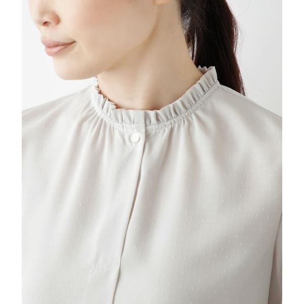 ニューヨーカー（NEWYORKER）/ミニドットデシン フリルカラー半袖プルオーバーブラウスの通販は