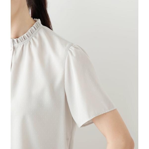 ニューヨーカー（NEWYORKER）/ミニドットデシン フリルカラー半袖プルオーバーブラウスの通販は