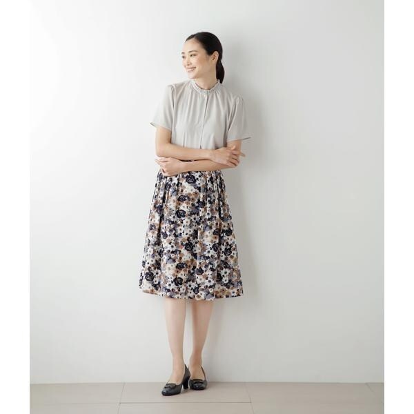 ニューヨーカー（NEWYORKER）/ミニドットデシン フリルカラー半袖プルオーバーブラウスの通販は