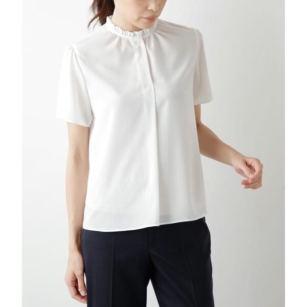 ニューヨーカー（NEWYORKER）/ミニドットデシン フリルカラー半袖プルオーバーブラウスの通販は
