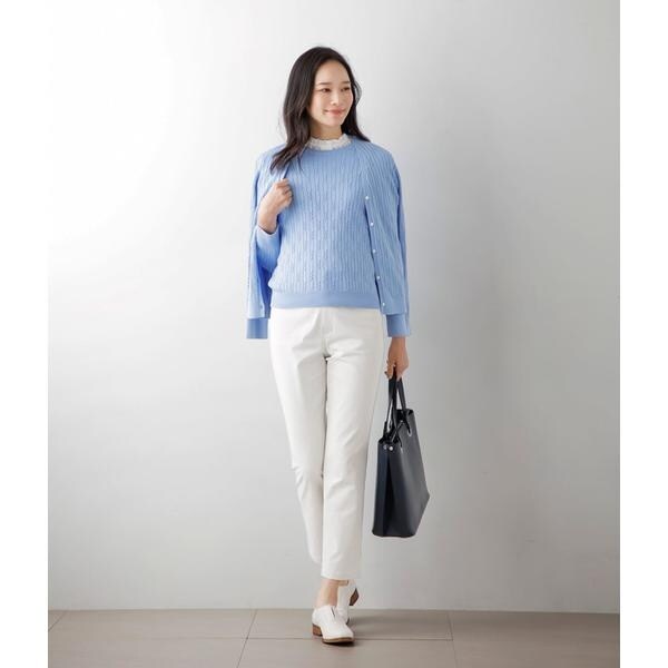 ニューヨーカー（NEWYORKER）/ミニドットデシン フリルカラー半袖プルオーバーブラウスの通販は