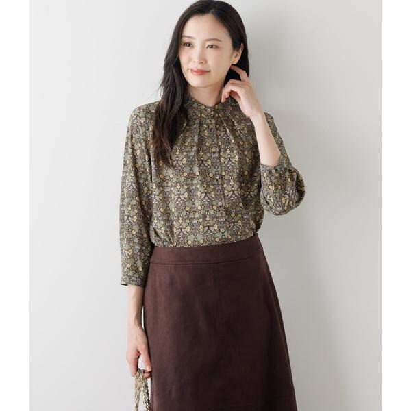 ニューヨーカー（NEWYORKER）/リバティ ヴァイン・シーフ スタンドカラー7分袖ブラウスの通販は 13,129円