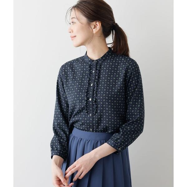 ニューヨーカー（NEWYORKER）/ドットペイズリープリントバンドカラー7分袖ブラウスの通販は