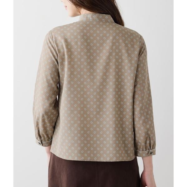 ニューヨーカー（NEWYORKER）/ドットペイズリープリントバンドカラー7分袖ブラウスの通販は