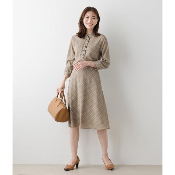 ニューヨーカー（NEWYORKER）/ドットペイズリープリントバンドカラー7分袖ブラウスの通販は