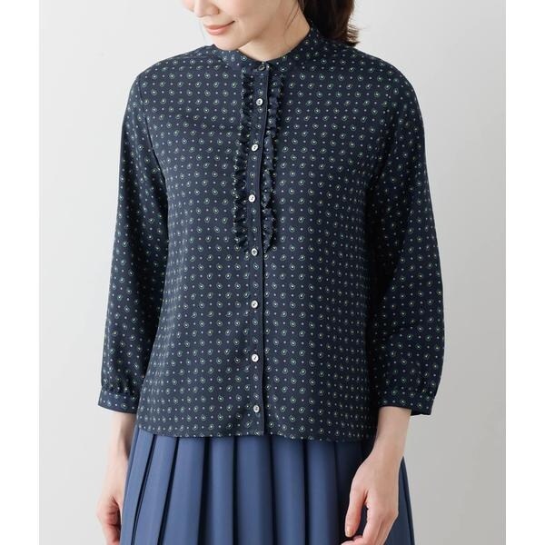 ニューヨーカー（NEWYORKER）/ドットペイズリープリントバンドカラー7分袖ブラウスの通販は