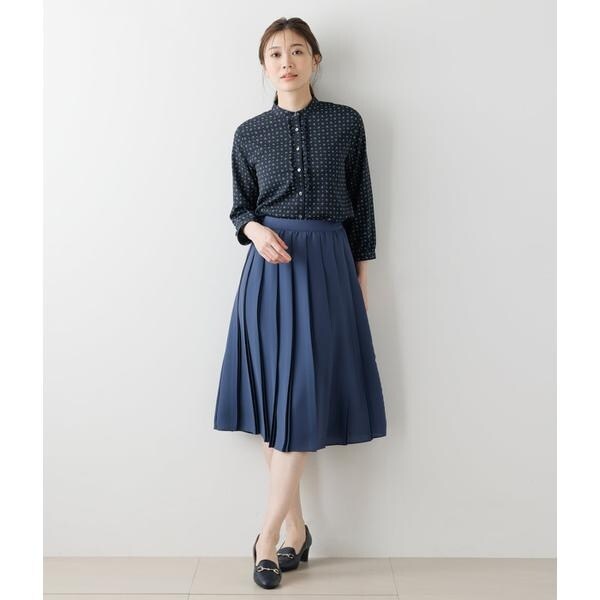 ニューヨーカー（NEWYORKER）/ドットペイズリープリントバンドカラー7分袖ブラウスの通販は