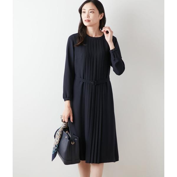 ニューヨーカー（NEWYORKER）/ラスターサテン フロントプリーツワンピース