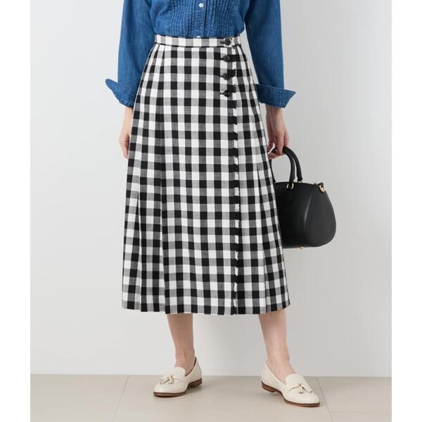 ニューヨーカー（NEWYORKER）/ギンガムチェッククロス ラップ風スカート