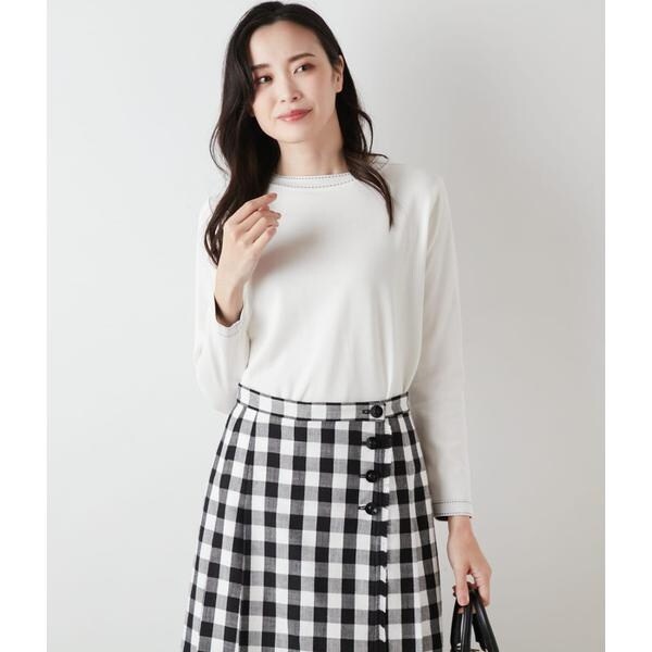 ニューヨーカー（NEWYORKER）/コットンポリエステル 配色ステッチボートネックプルオーバーの通販は 14,850円