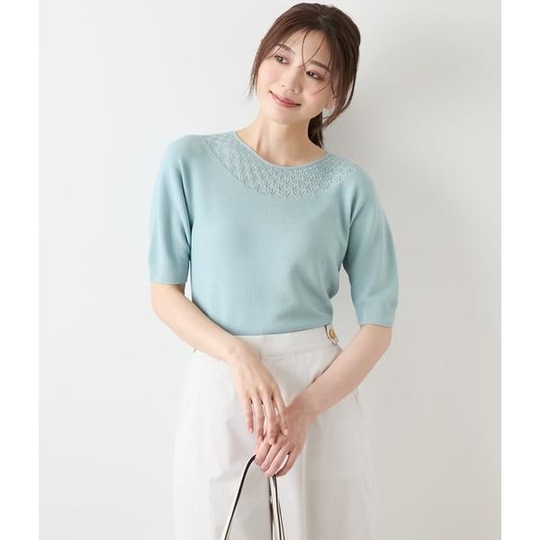 ニューヨーカー（NEWYORKER）/TCホールガーメント(R)  求心透かし柄5分袖プルオーバー