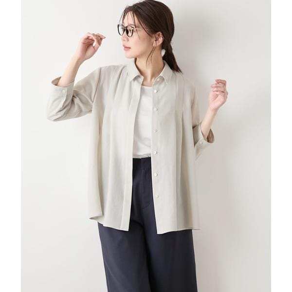 ニューヨーカー（NEWYORKER）/スパンビエラ 7分袖タックシャツ