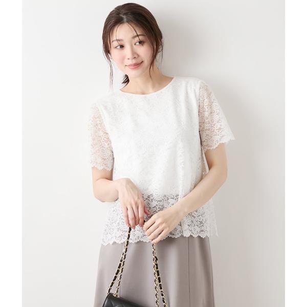 ニューヨーカー（NEWYORKER）/TR天竺フラワーレース 半袖プルオーバー