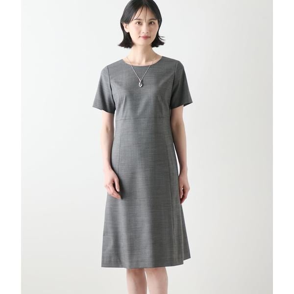 ニューヨーカー（NEWYORKER）/ウールシルクピンヘッド パネルウエスト切替えワンピース