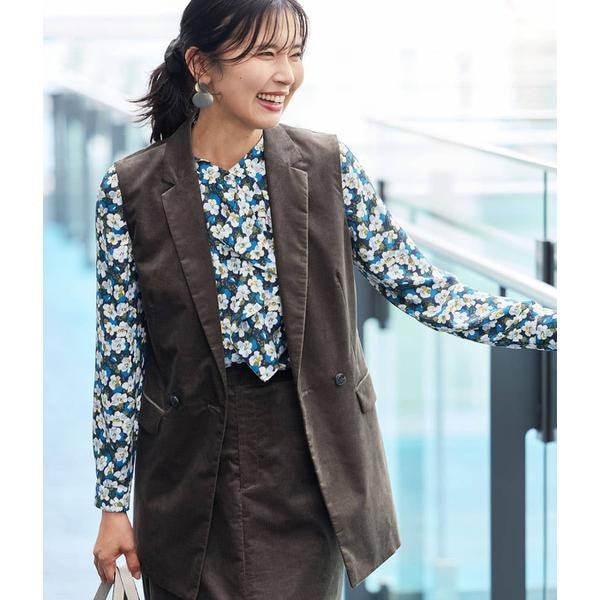 ニューヨーカー（NEWYORKER）/【ウォッシャブル】ライトコール ダブルブレストジレ