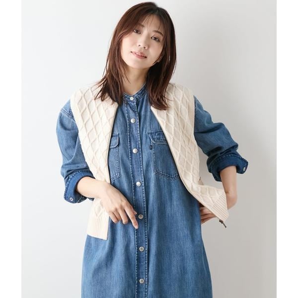 ニューヨーカー（NEWYORKER）/【手洗い可能】ウール混リリヤーン ダイヤ柄ニットベスト