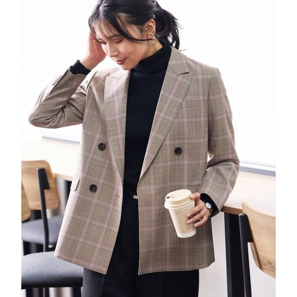 ニューヨーカー（NEWYORKER）/カラードグレンチェック ピークドラペルダブルブレストジャケット