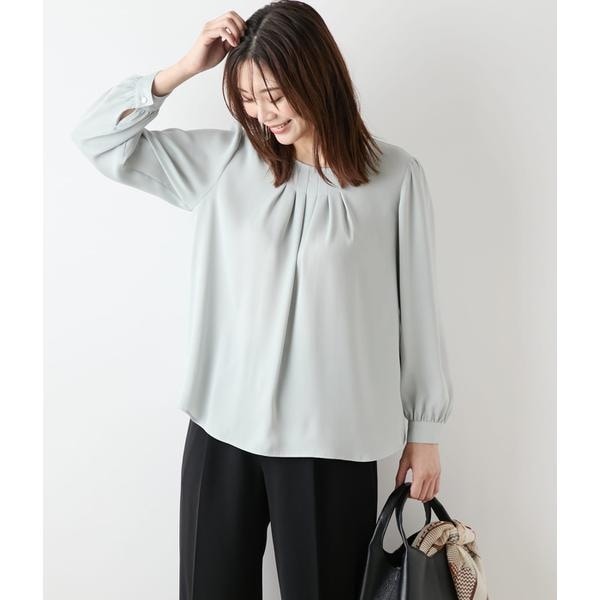 ニューヨーカー（NEWYORKER）/ジョーゼットサテン フロントタック9分袖ブラウス